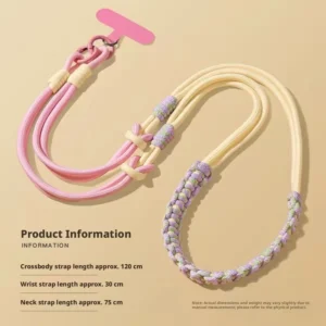 Custom Logo Dog Bear Woven Nylon Crossbody Phone Lanyard Cute Charm Two Tone Color Safe Anti Lost Strap Outdoor Travel Daily Use