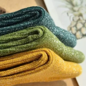 Custom Lurex Metallic Gold Silver Yarn OEM ODM Shiny Glitter Knitted Crew Socks Children Bottom Sports Daily Wear