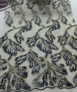 Custom Made Metallic Yarn Mesh Embroidery French Tulle Lace for Women Party Dresses Night Gowns Abayas and Bags