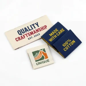 Custom Woven Labels For Clothing Garment Neck Tags Wash Care Label Cotton Size Tags Factory Price