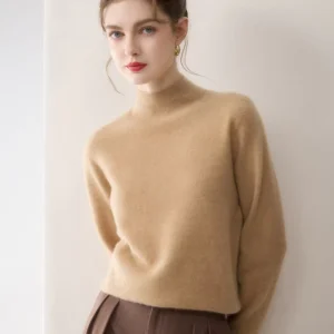 Custom logo Women’s Cashmere Pullover Solid Color Knitted Cashmere Sweaters Winter Cashmere Base Layer