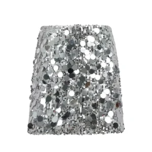 Customizable High Waist Pencil Mini Skirt for Girls Sparkle Sequin Party Skirts