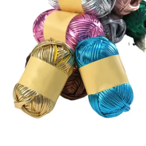 Customize Fancy Metallic Eco-Friendly 100g Cotton Blended Yarn for Knitting (18 Colors Available)