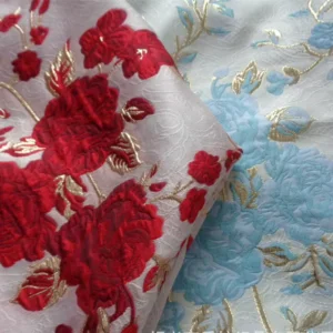 Customize Metallic Fabric 3D Pattern Floral Jacquard Brocade Fabric Material for Dress Garment