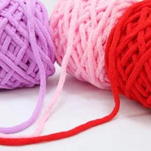 Customized 100gram Per Roll 5mm Thick Ice Strip Line 100% Polyester Chunky Chenille Velvet Yarn for Crochet