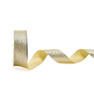 Customized 100mm Metallic Gold Satin Glitter Ribbon Roll Single Face Luxury Wedding Decorative Style