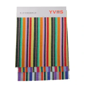 Customized Comfortable Multi Color Elastic Metallic Rainbow Stripes Yarn Dye Knitted Multicolor Stripe Metallic Lurex Fabric