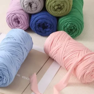 Customized Crochet Flat Belt Yarn Rope 100% Polyester Hollow Strand Dyed Fancy Yarn for Knitting and Weaving