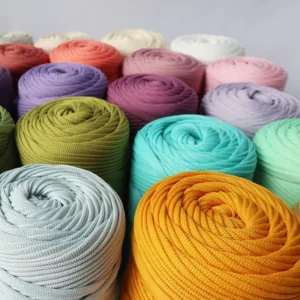 Customized Crochet Flat Belt Yarn Rope 100% Polyester Hollow Strand Yarn for Knitting and Weaving