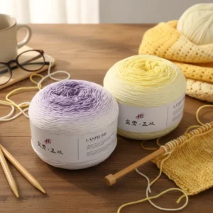 Customized DIY Light 5 Strip Domi 200g 375m 3mm Scarf Fancy Dyed Combed Cotton Acrylic Yarn Hand Knitting Weaving