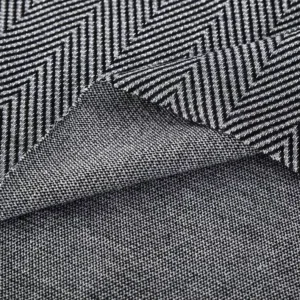 Customized Fashion Breathable Polyester Zigzag Metallic Herringbone Jacquard Knit Twill Fabric with Metallic