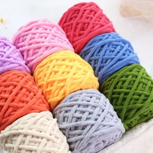 DIY Crochet Thread Chenille Velvet Yarn Hand made Spun Polyester Nylon Plush Dyed Pattern for Knitting and Weaving