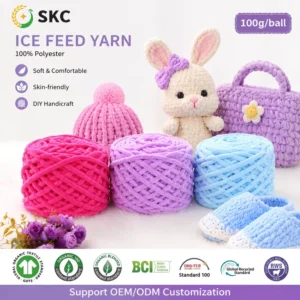 DIY Crochet Thread Chenille Velvet Yarn Hand-made Spun Polyester Nylon Plush Dyed Pattern for Knitting and Weaving