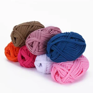 DIY Handmade Bag Basket 100G Polyester Ball T Shirt Yarn Crochet Knitting Roll with Dyed Pattern High Tenacity Standard Twist