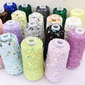 DIY Handmade Mercerized 500g 1100m High Tenacity Cotton Thread 3+6mm Sequins Line Yarn for Sewing Knitting Weaving Magical Pure