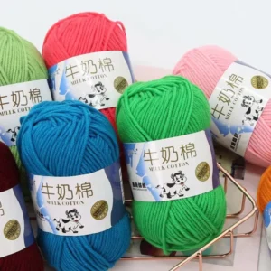 DIY Washable Yarn Knitting Handmade Dyed Hand Knitting Yarn Milk Cotton Yarn Crochet Polyester Blended Yarn for Sewing