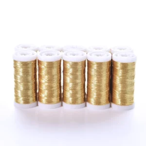 Direct Factory Price ST Type Golden Metallic Yarn Small Cone 100M for DIY