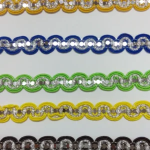 Durable Anti Pull Abrasion Resistant Knitted Polyester Nylon Braided Sequins 20mm Trimming for Garment Clothing