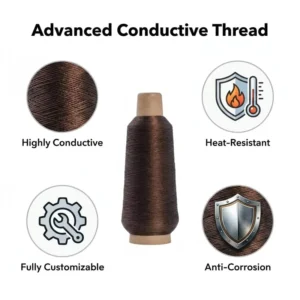 Durable Anti-static Raw Conductive Sewing Thread for Wearable Electronics and Touchscreen Sensitivity