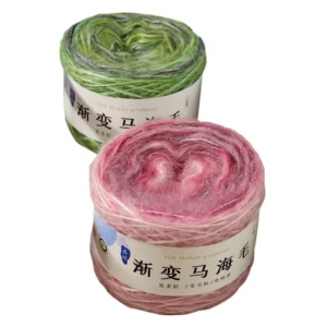 Eco-Friendly Anti-Bacteria Recyclable Fancy Segment Dyed Ring Spun Mohair Blended Yarn Cake Thread 100g