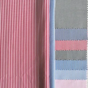 Eco Friendly Cotton Polyester Yarn Dyed Woven Stripe Fabric 2mm 4mm Width for Shirt Dress Lining Boys Girls