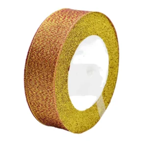 Eco Friendly Taffeta Nylon Gold Dying Metallic Single Face Ribbon for Christmas Gift Decoration Direct Factory