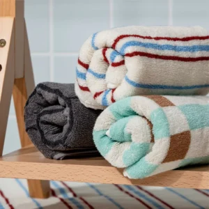 Eco-Friendly Thick Cotton Towels Highly Absorbent Checkerboard Terry Bath Towel For Hotel Spa Durable Soft Bathroom