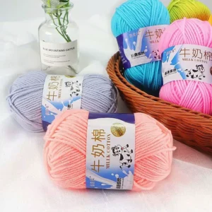Eco-friendly Handmade Various Colors Soft Hand Knitting Baby Yarn 5ply 50g Milk Cotton for Crochet