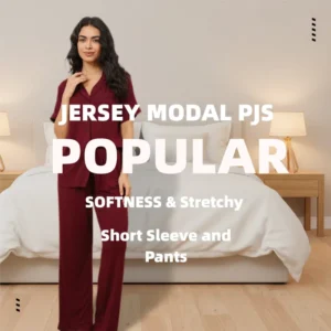 Elder Ladies Viscose Modal Pajamas Short Sleeve Long Pants Wide Leg Loose Fit Night Suit