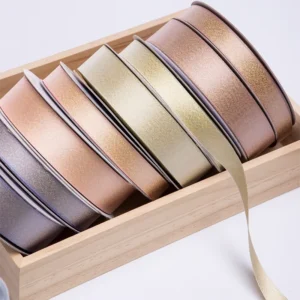 Elegant Champagne Gold Double Face Metallic Satin Ribbon for Wedding Stationery with Fine Shimmer Finish Favor Box Party Decor
