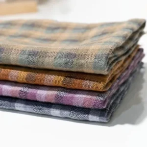 European Flax Washed Linen Yarn Dyed Woven Check Fabric 138cm 140gsm Breathable Soft Touch Pure Linen Fabric for Shirts Dresses
