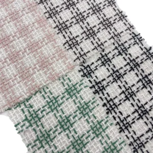 Fabric Supplier Polyester Jacquard Woven Check Metallic Telas De Tweed Fabrics for Clothing 3236