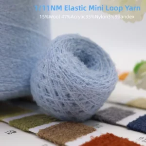 Factory 1 11NM 35%Nylon 47%Acrylic 15%Wool 3%Spandex Fancy Spun Mini Loop Yarn High Elasticity Fluffy Dyed Sewing