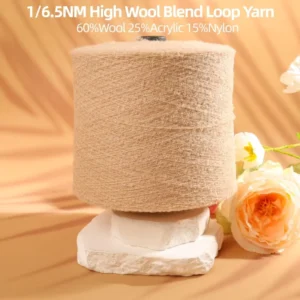 Factory 1 6.5NM 15%Nylon 25%Acrylic 60%Wool Fancy Dyed High Wool Percentage Loop Yarn Soft Fluffy Thermal Light