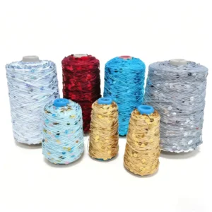 Factory 100% Cotton Sequin Beads Yarn 3mm+6mm High Strength Sparkly Bead Fancy Cylinder Yarn for Knitting