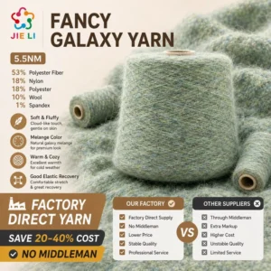 Factory 5.5NM Galaxy Fancy Yarn Wool Polyester Nylon Spandex Blend Shiny Knitting Chunky Yarn For Winter Sweater Scarf