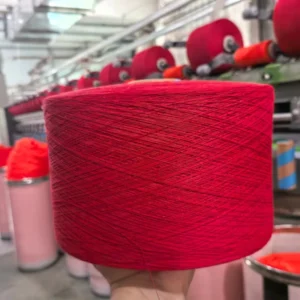 Factory Customized Bright Red Ne 3.5s 21s Rotor Spun T C 70 30 Blended Yarn Soft Stretchy High Quality Anti Bacteria Yarn