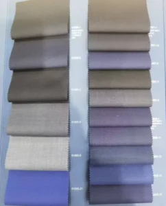 Factory Direct Selling Organic Wool Suiting Fabric 30W 70P Worsted Merino Wool Polyester Woven Twill for Men’s Suits Varied