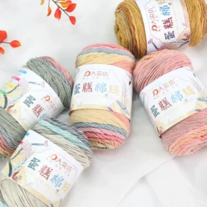 Factory Milk Knitting Yarn 5Ply 100g 2mm Rainbow Dyeing Cotton Acrylic Blended Yarn for Weaving Scarf Blanket