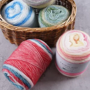 Factory Price 100 Grams Gradient Rainbow Colored Wool Blended Knitted Cotton Yarn Wool Ball