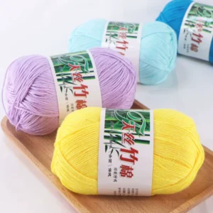 Factory Price 50g Bamboo Cotton Fancy Yarn Ring Spun 6ply Anti Bacteria Crochet Yarn Hand Knitting Worsted Bleached Pattern