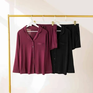 Factory Price Plus Size Thermal Breathable Solid Spring Family Pajamas Sets 95%Viscose&5%Spandex