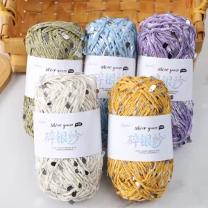 Factory Sequin Yarn 4mm Cotton Blend 100g 100g CN for DIY Bags