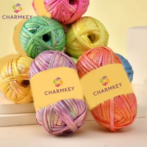 Factory Shiny TShirt Yarn Crocheting Metallic 100% Polyester T Shirt Yarn for Woven Handmade Bags