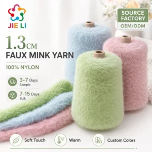 Factory Supply 1.3CM Fake Mink Fleece Yarn 100% Nylon Soft Fluffy Knitting Fancy Yarn For Winter Sweater Ladies Knit Garment