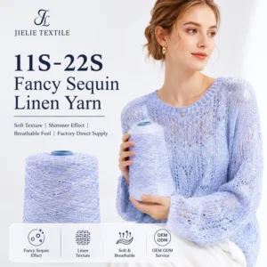 Factory Supply 22NM Sequin Linen Fancy Yarn Soft Summer Knitting Yarn for Cardigan Sweater OEM ODM
