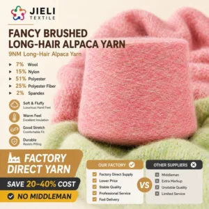 Factory Supply 9NM Long Hair Alpaca Fancy Yarn Wool Blended Recycled Polyester Nylon Spandex For Knitting Sweater Yarn