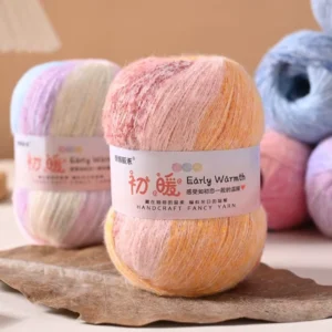Fancy 50g Variegated Colorful Fluffy Hand Knitting Crochet Mohair Acrylic Blend Yarn DIY Crafting Shawl Scarf Cardigan WoolFiber