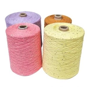 Fancy Beaded Yarn Combed Cotton Hand Knitted Woven Seven S’s Fat Tube 2mm Sequin Yarn CY22011