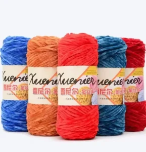 Fancy Chenille Yarn 100g Per Roll 5mm Thick 100% Polyester Plush Chenille Velvet Yarn High Moisture Absorbent Crochet